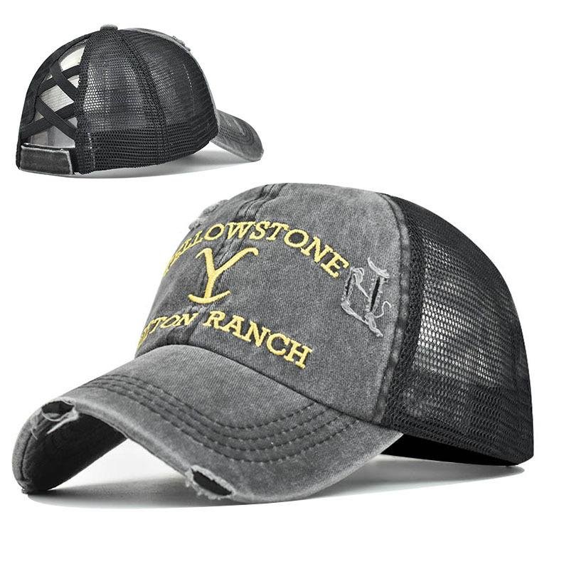 Yellowstone Dutton Ranch Y logo Distressed Trucker Hat Cap Yellowstone TV Show-xinru shop