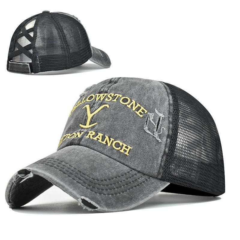 Yellowstone Dutton Ranch Y logo Distressed Trucker Hat Cap Yellowstone TV Show-xinru shop