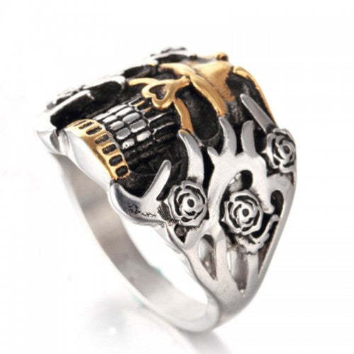 Men's Titanium Steel Ring Vintage Skull Punk  Finger Ring-xinru