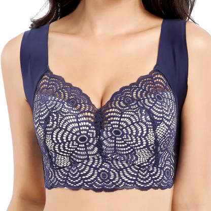 Stretch Full-Figure Seamless Lace Cut-Out Bra-xinru