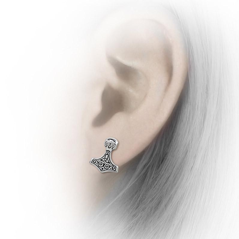 Thor Hammer Ear Studs - English Pewter-xinru shop