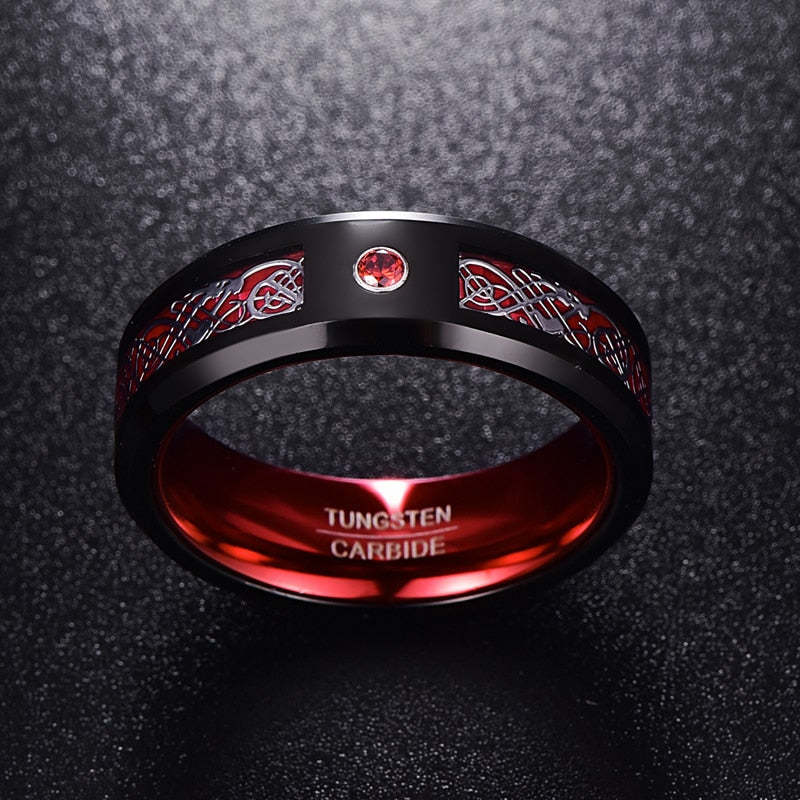 Men's Zirconia Tungsten Carbide Black Dragon Ring-xinru