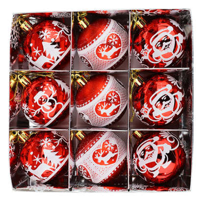 Classic Christmas Element Christmas Ball Ornaments, Set of 9-xinru shop