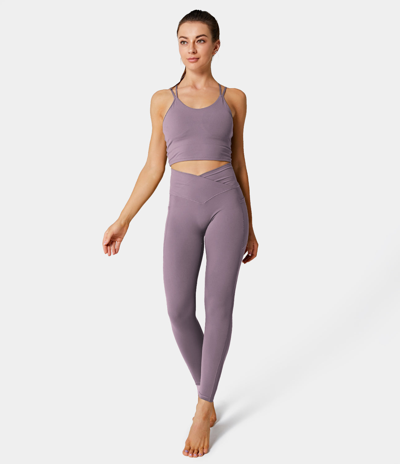 Cloudful® Crossover Pocket Plain 7/8 Leggings-xinru shop