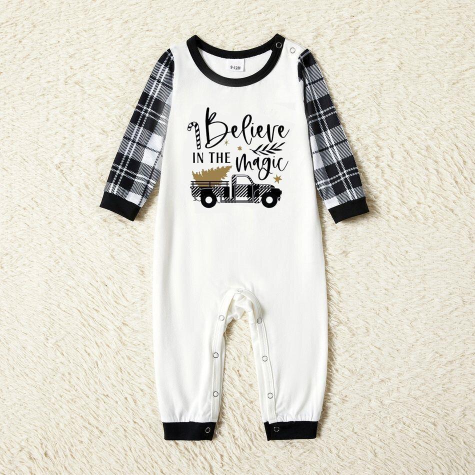 Plus Size Family Matching Letter Believe in the Magic of Christmas Tree And Car Print Plus Size Pajamas Set-xinru shop