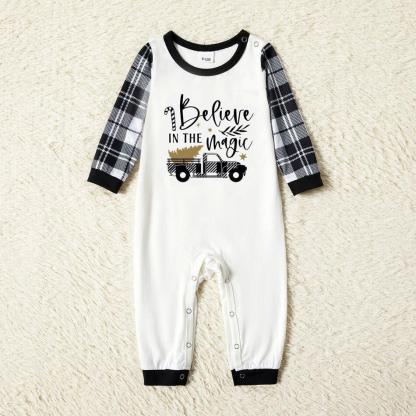 Plus Size Family Matching Letter Believe in the Magic of Christmas Tree And Car Print Plus Size Pajamas Set-xinru shop