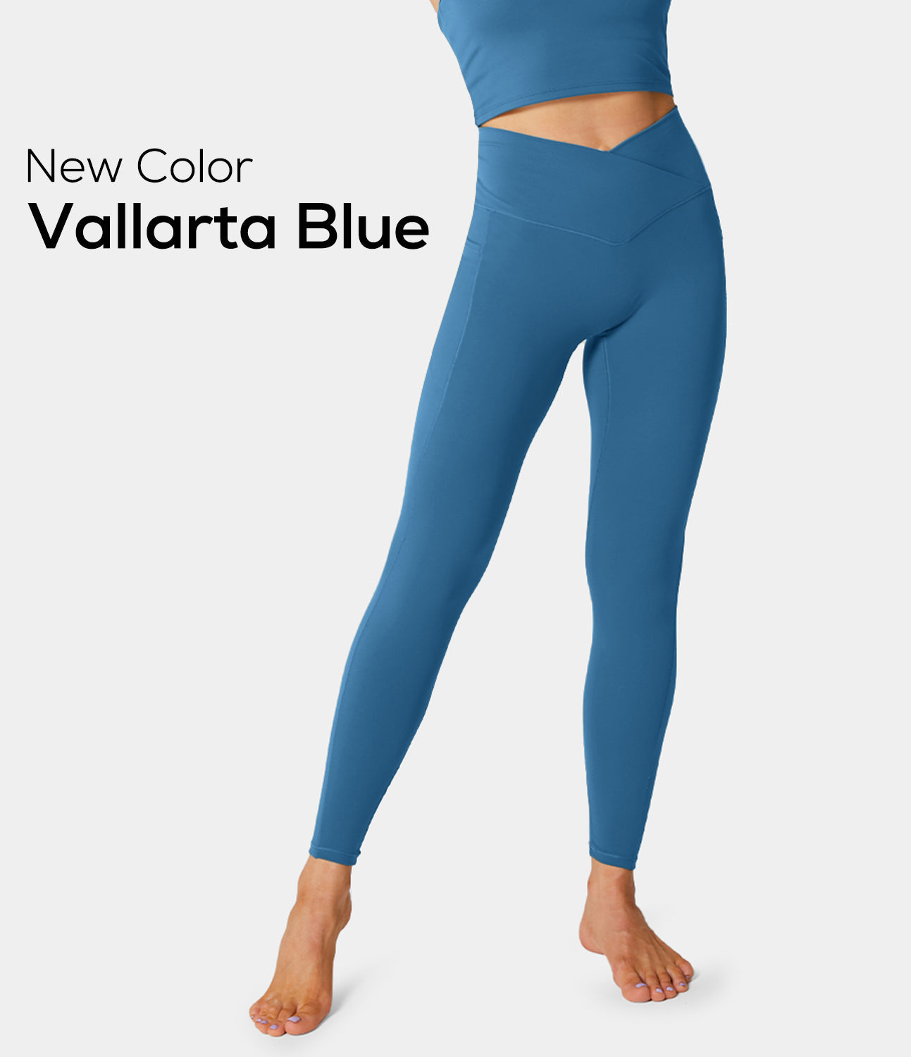 Cloudful® Crossover Pocket Plain 7/8 Leggings-xinru shop