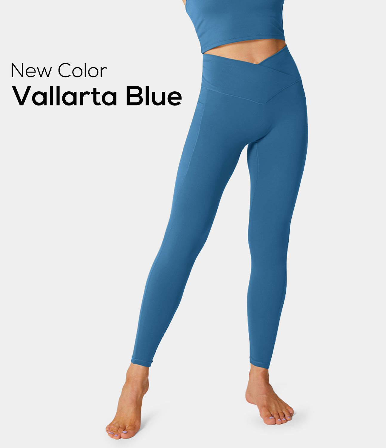 Cloudful® Crossover Pocket Plain 7/8 Leggings-xinru shop