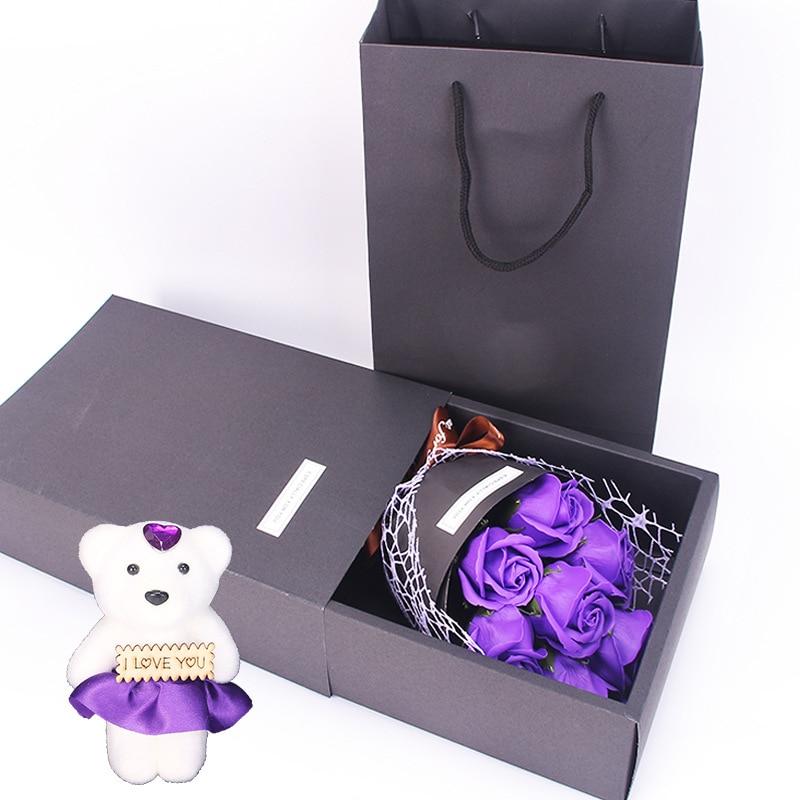 Rose Teddy Bear Bouquet Enchanted Soap Flower-xinru