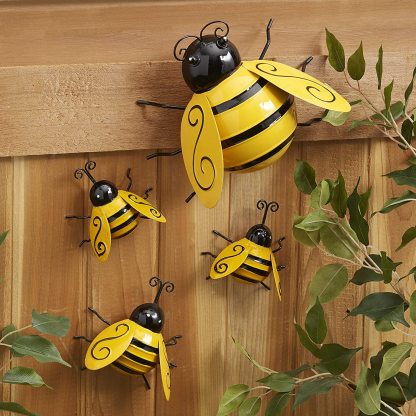 3D Sculpture Wall Art Bee Garden Outdoor Decoration 4 PCS-xinru
