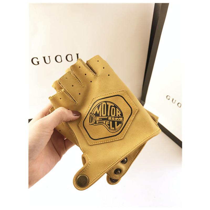 Motorcycle Retro Half Finger Gloves-xinru shop