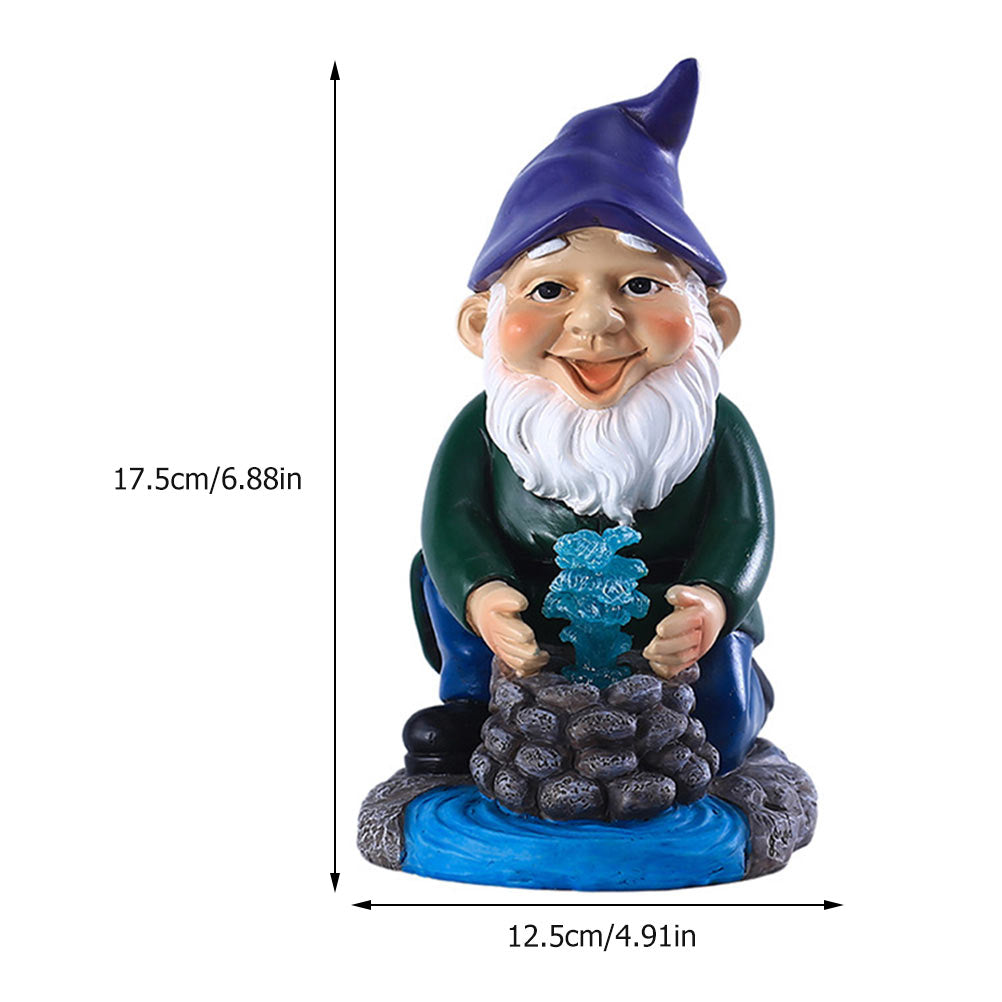 Garden Well Gnome Solar Lamp Resin Ornament Dwarf Decorative Crafts-xinru