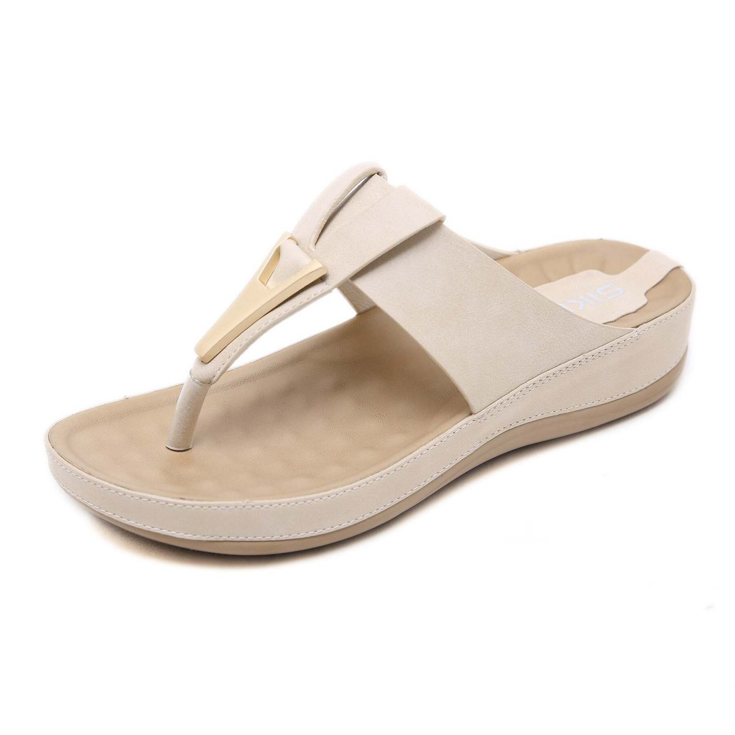 Women Summer Sandals Solid Color Flip Flops Outdoor Wedge Soft Slippers-xinru