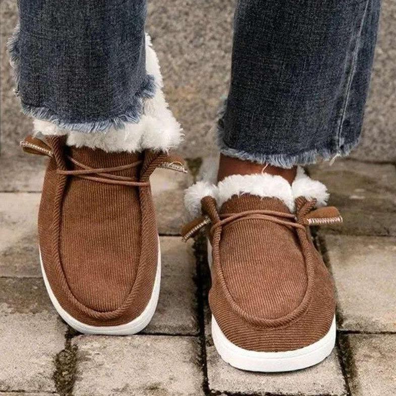 Plush Lined Corduroy Snow Boots-xinru shop