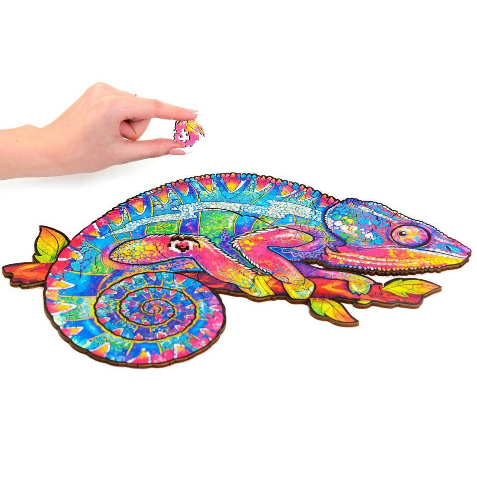 Rainbow Chameleon Wooden Jigsaw Puzzle With Box-xinru