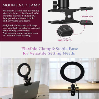 6" Ring Light With Tripod For Computer Laptop Desktop-xinru