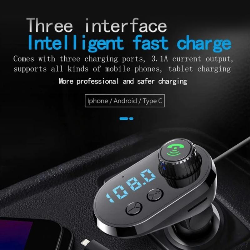 Car Bluetooth  Phone Fm Transmitter  Charger-xinru