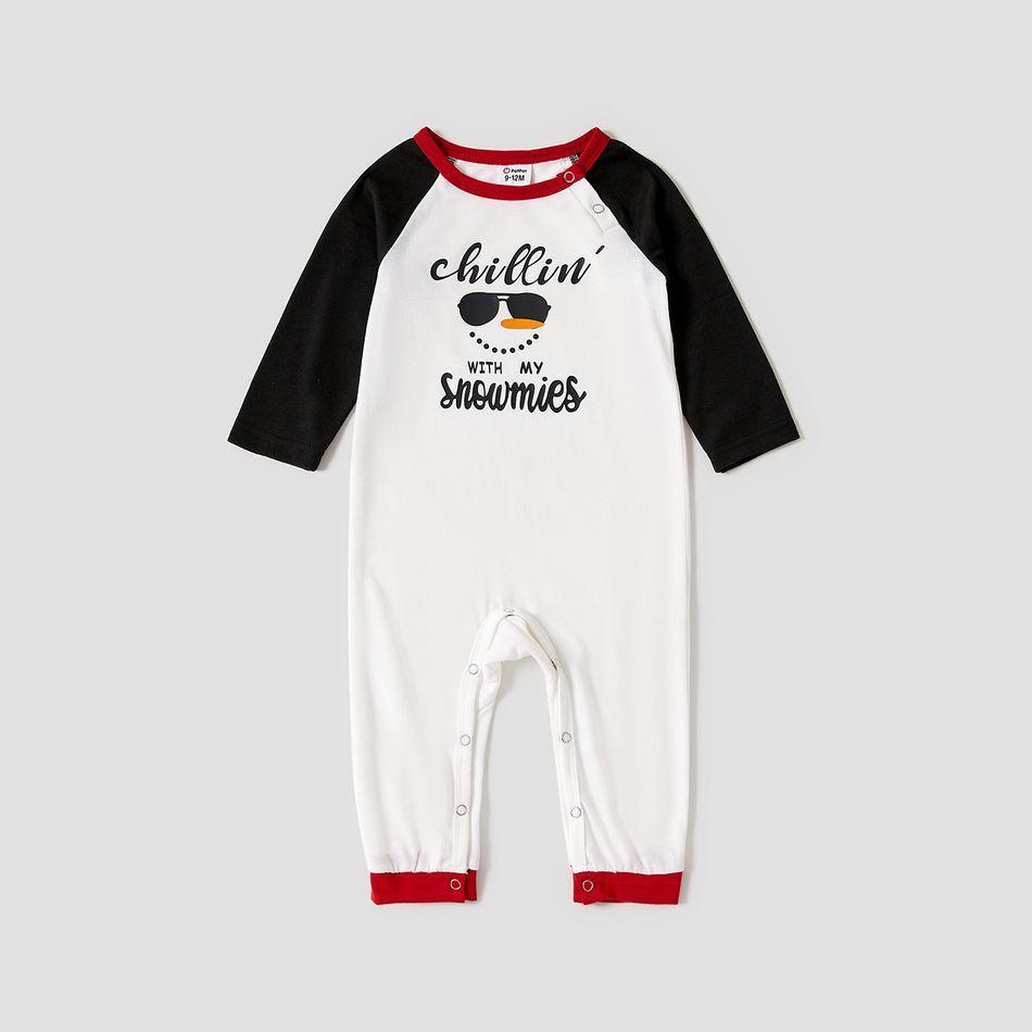 Plus Size Christmas Snowman Face and Letter Print Family Matching Long-sleeve Pajamas Sets-xinru shop