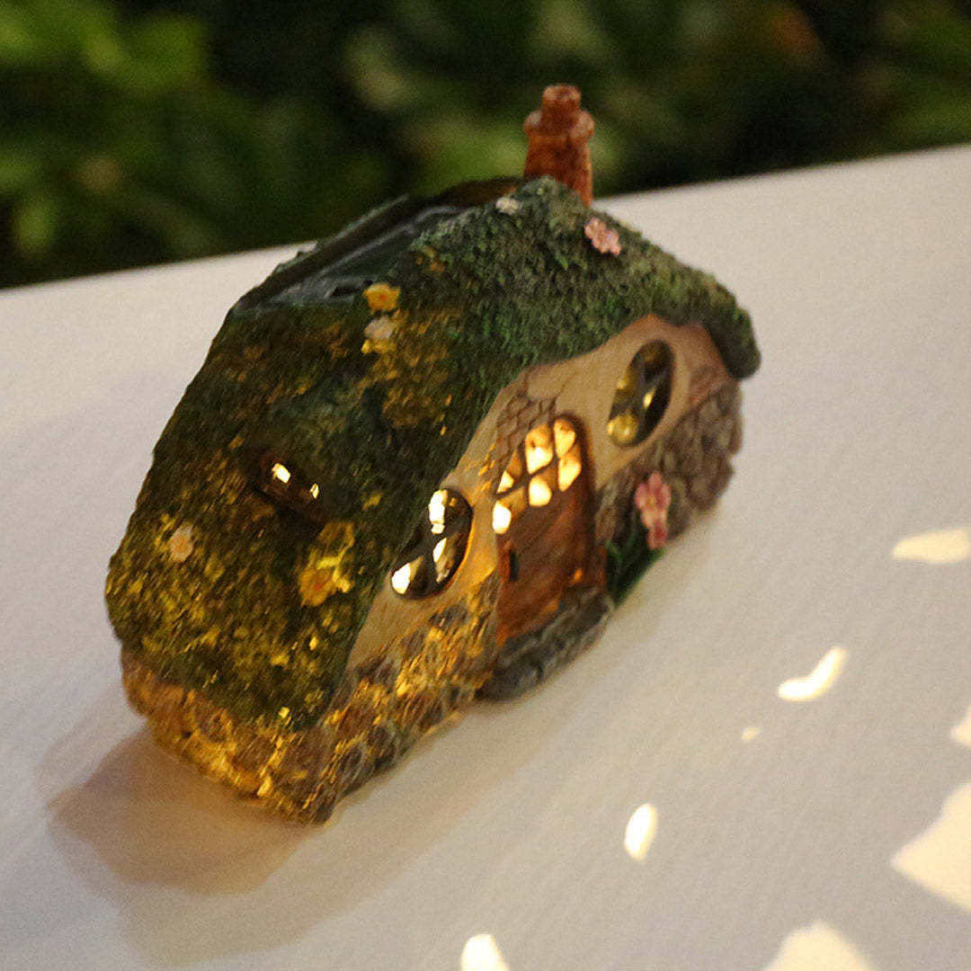 Fairy House Statue Solar Power Light Lawn Yard Outdoor Garden Lamp Decor-xinru