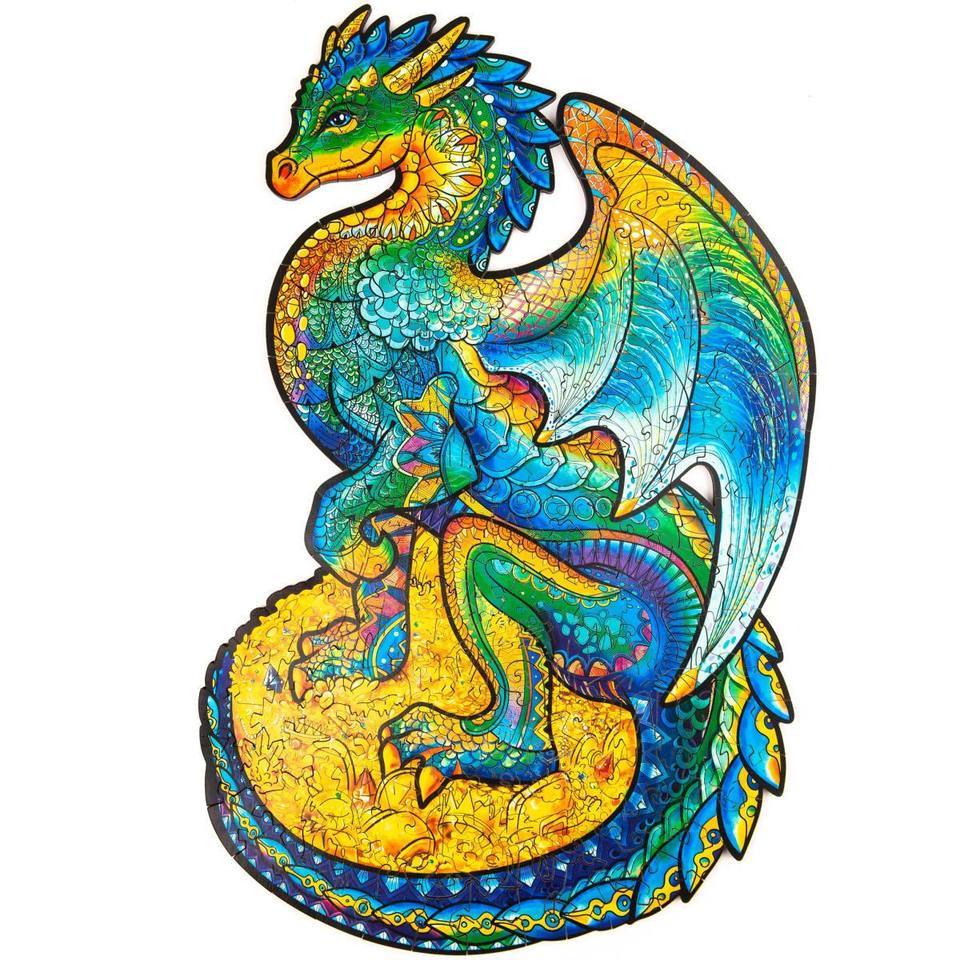 Wooden Jigsaw Puzzle Guarding Dragon With Box Gifts For Adult-xinru
