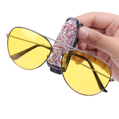 Car Visor Bling Crystal Diamond Glasses Frame Clip-xinru