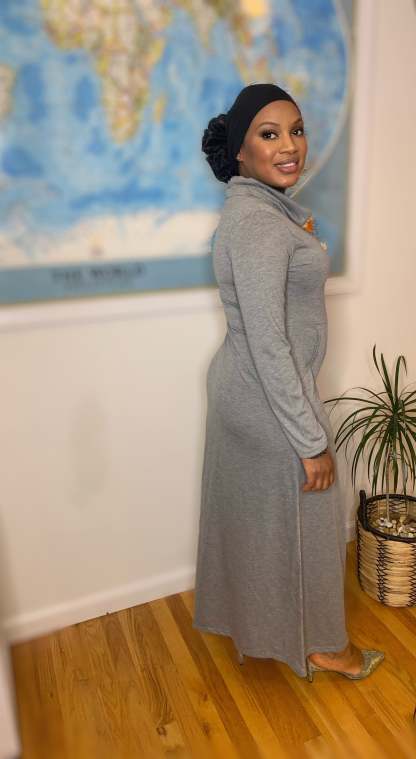 Casual Turtleneck Long Sleeve Dress Muslim Eid Gift-xinru