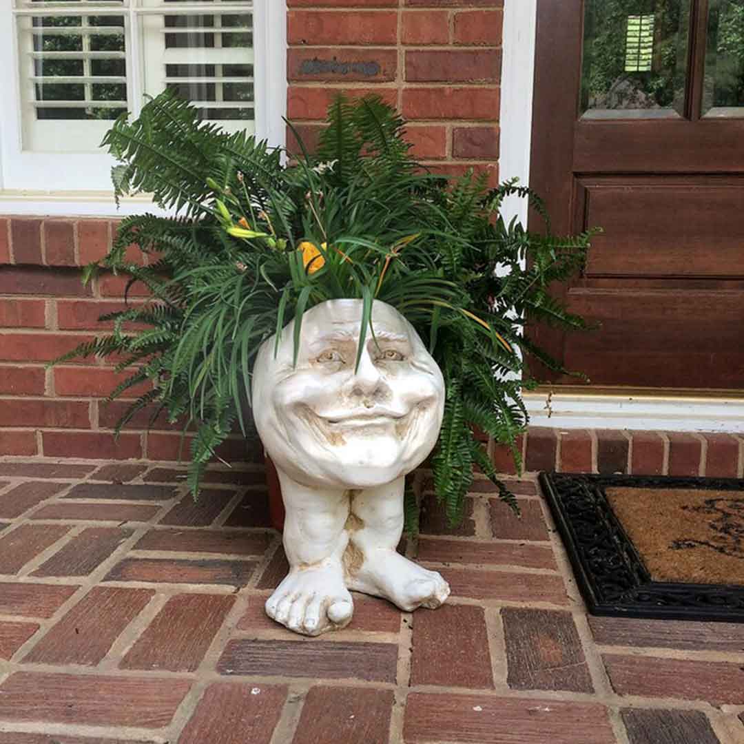 Antique White Sister Suzy Q the Muggly Face Statue Planter-xinru