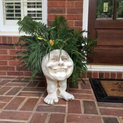 Antique White Sister Suzy Q the Muggly Face Statue Planter-xinru