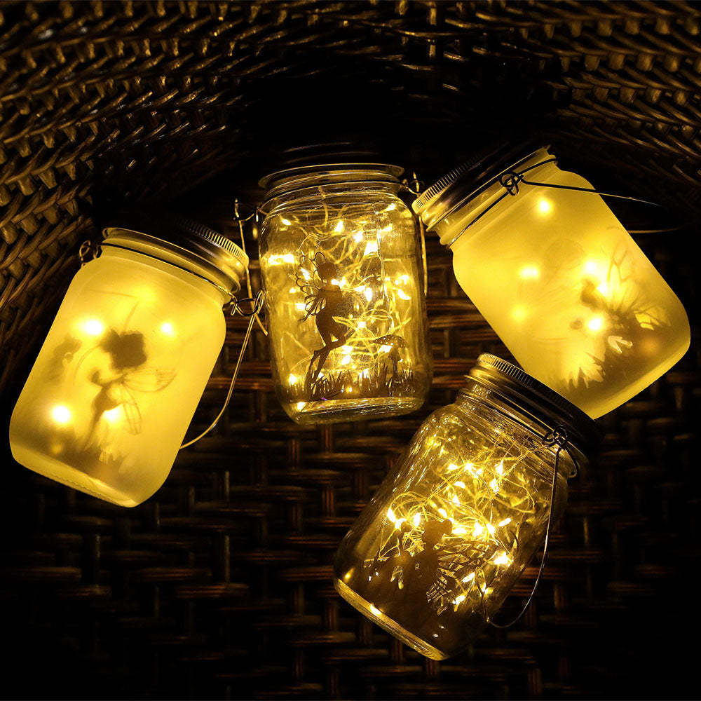 Solar Light Outdoor Fairy Lantern Hanging Glass Mason Jar Light Led Lamp-xinru