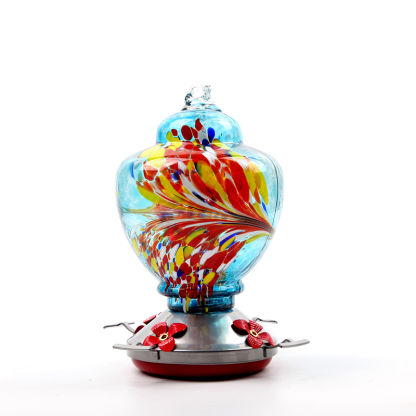 Hummingbird Feeders Hand Blown Glass Never Leak Rust Proof Bird 32oz-xinru