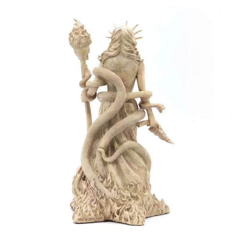 Greek Statue Home Decor Figurine Poseidon Triple Form Hecate Goddess Resin Gift-xinru
