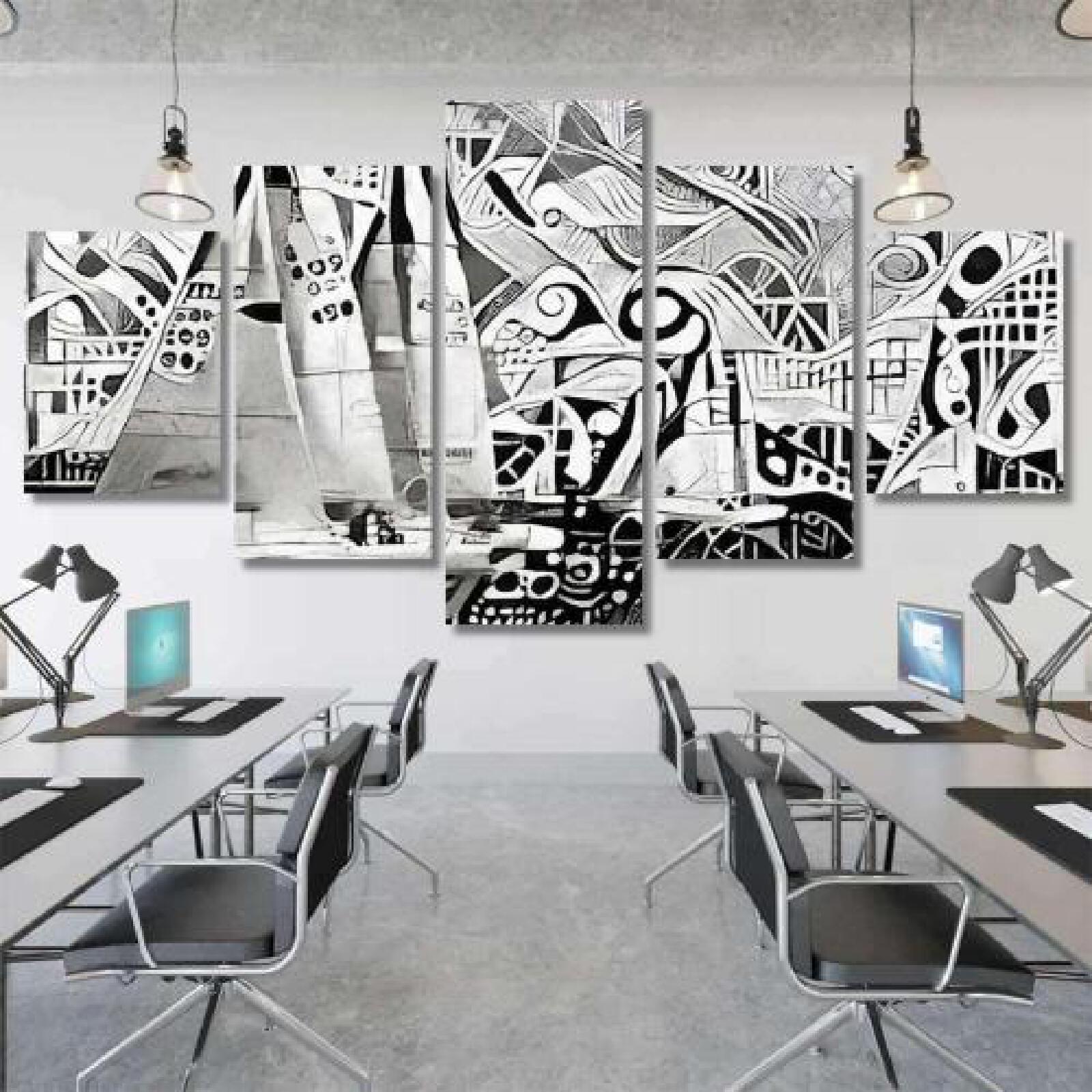 Yachts on Regatta Monochrome Abstract Geometric-xinru shop