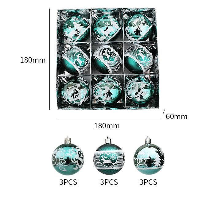 Classic Christmas Element Christmas Ball Ornaments, Set of 9-xinru shop