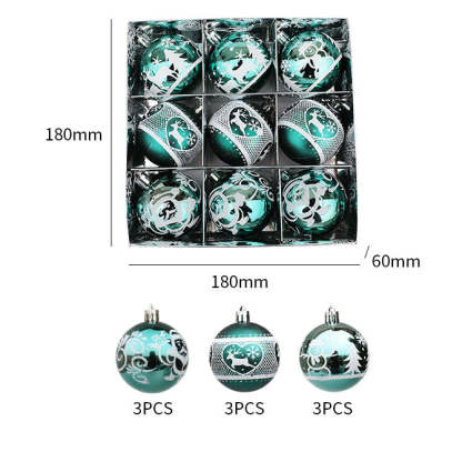 Classic Christmas Element Christmas Ball Ornaments, Set of 9-xinru shop