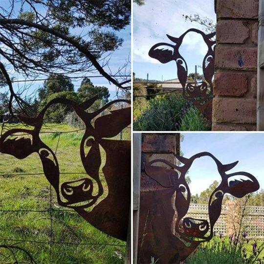 Farm Peeping Cattle Metal Art Outdoor Outdoor Garden Pendant Decoration-xinru