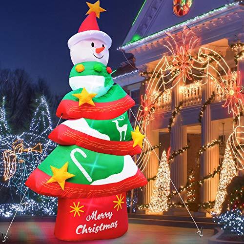 TURNMEON 12 Feet Christmas Inflatables Christmas Tree with Lights Snowman Christmas Outdoor Decoration Blow Up Christmas Yard Decor LED Lights with Tethers Stakes for Outdoor Lawn Garden Party-xinru shop