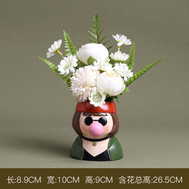 Creative Interesting Cartoon Animal Head Flowers Plant Pot-xinru
