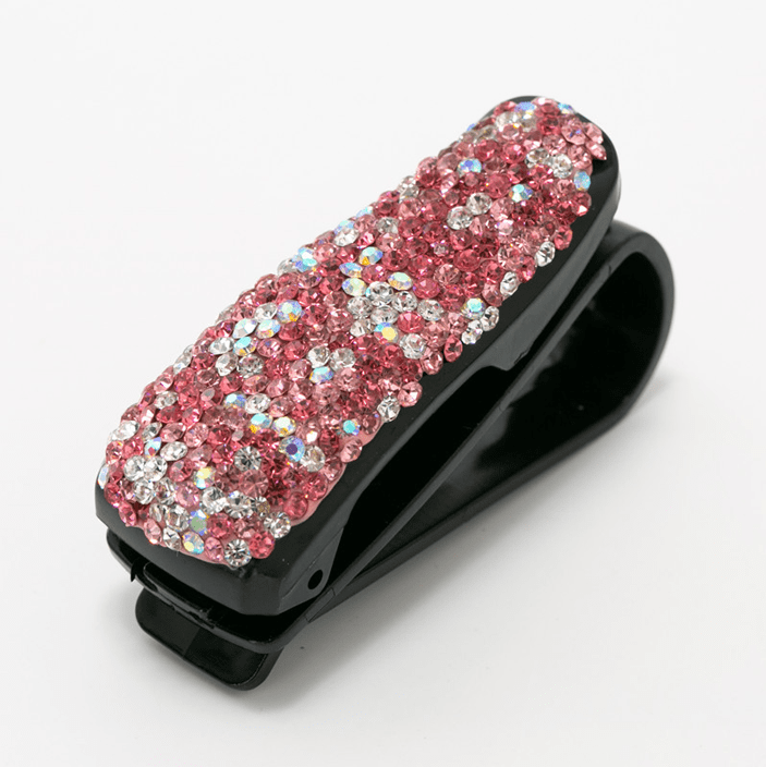Car Visor Bling Crystal Diamond Glasses Frame Clip-xinru