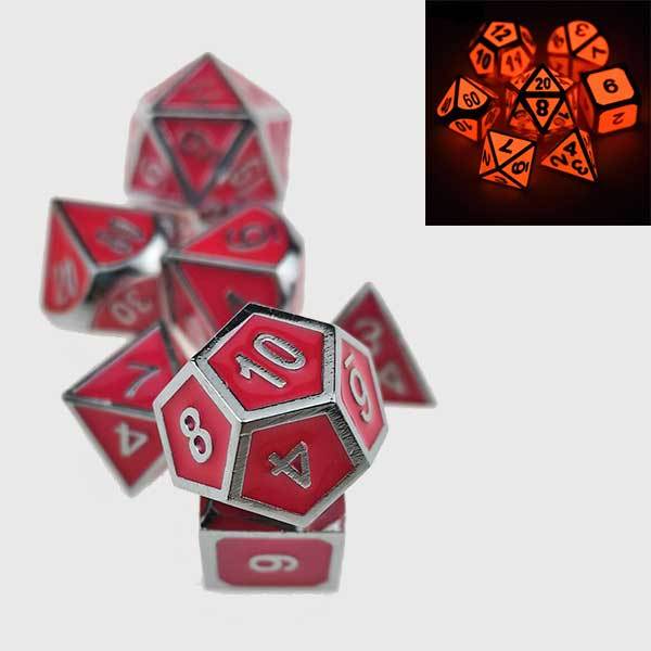 Glow In The Dark Metal Polyhedral Dice Set-xinru