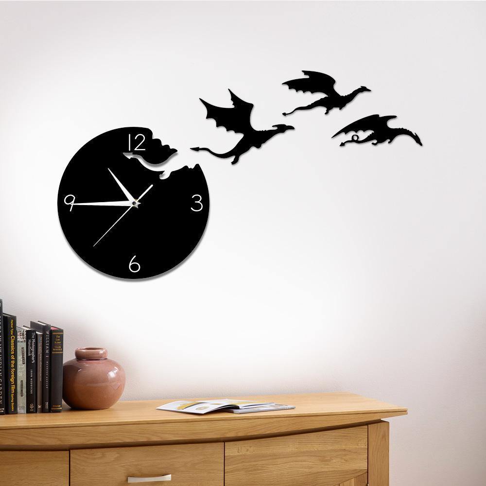Magic Flying Angry Fantasy Dragon Wall Clock Abstract Gothic Fairytale Art-xinru