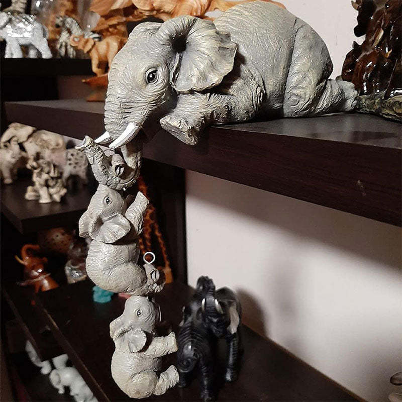 3Pcs Resin Elephant Sitter Figurines Wealth Figurine Hanging Off The Edge of Shelf Table Home Decoration-xinru shop