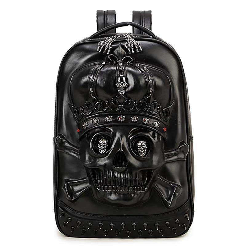 3D Leather Skull Backpack-xinru shop