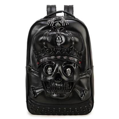 3D Leather Skull Backpack-xinru shop
