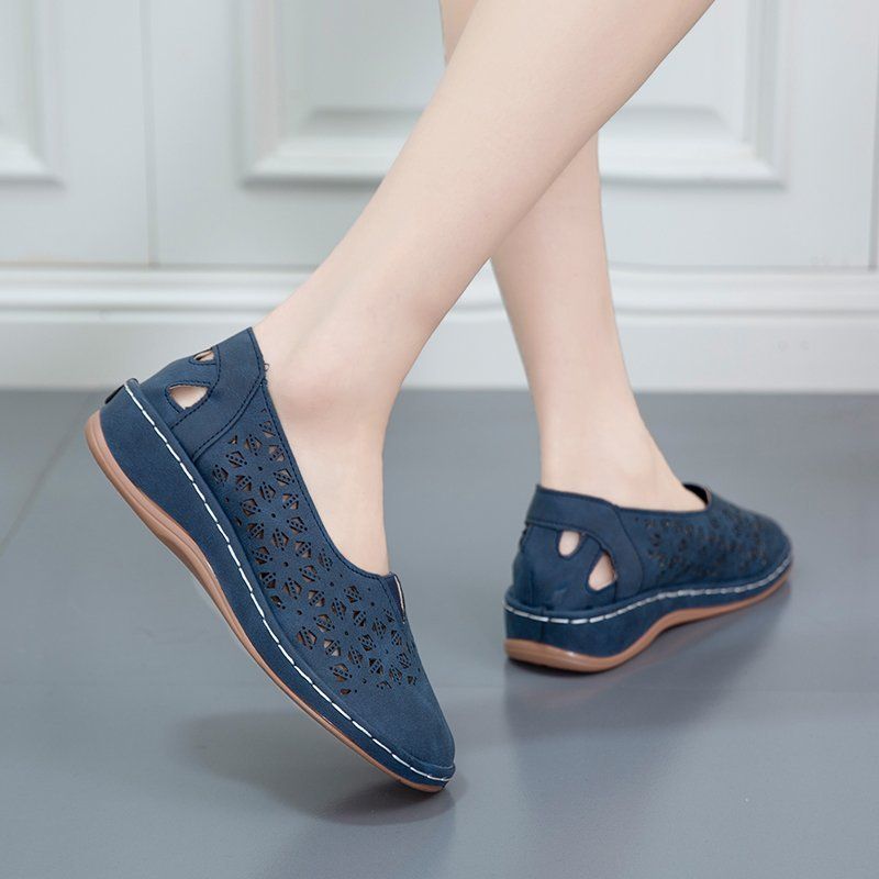 Women Retro Plus Size Hollow Wedges Sandals-xinru