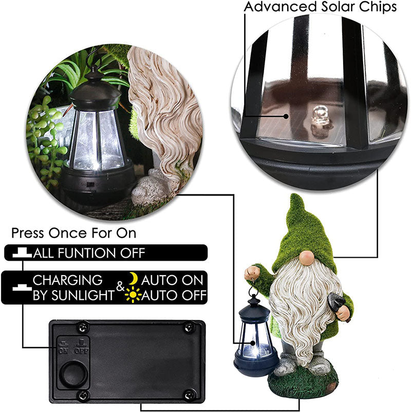Flocked Gnomes Garden Decorations with Solar Lights-xinru