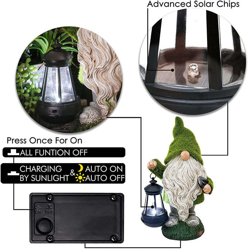 Flocked Gnomes Garden Decorations with Solar Lights-xinru