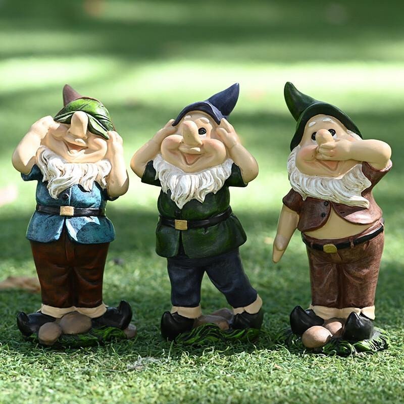 Three Wise Garden Gnomes Statue-xinru