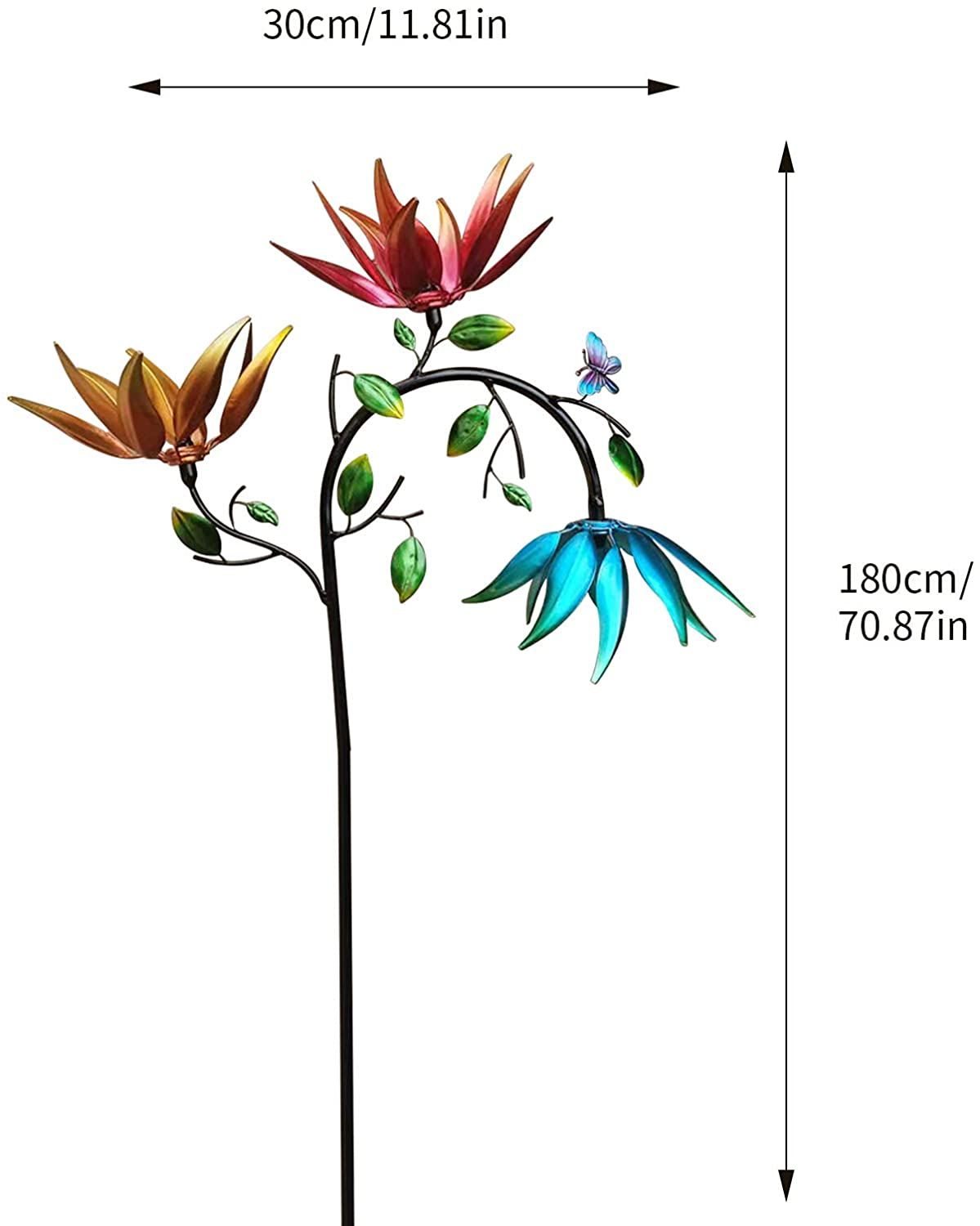 Wind Spinner With Three Spinning Flowers And Butterflies-xinru shop