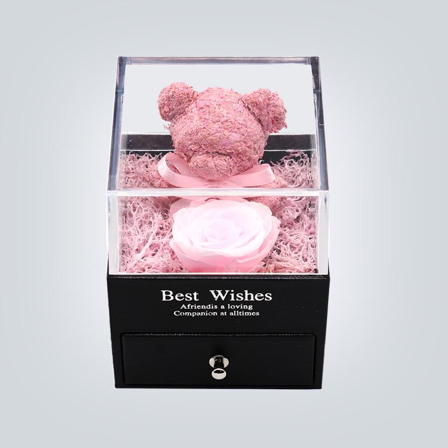 Immortal Preserved Rose Teddy Bear Box Display-xinru