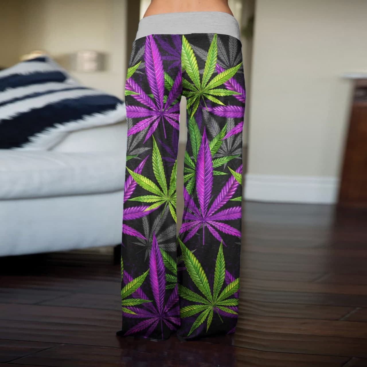 Women's Comfy Casual Pajama Pants Floral Print Drawstring Palazzo Lounge-xinru